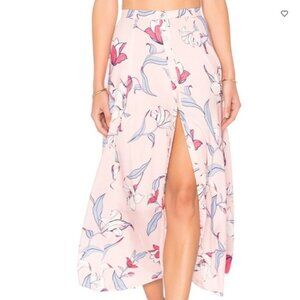 Yumi Kim Key West Trinity Skirt A-Line Maxi Button Front Floral Pink Medium